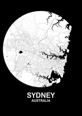 Sydney Circular White Map