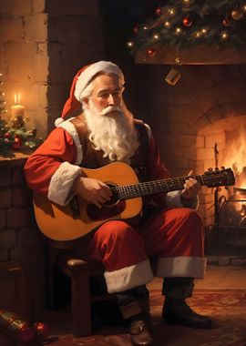 Vintage Santa Guitar