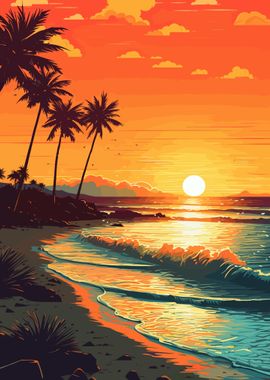 Beach Sunset Landscape