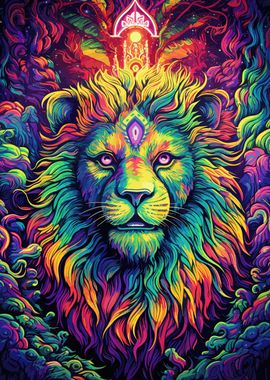 Psychedelic Trippy Lion