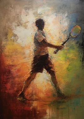 Tennis Player Oil Painting