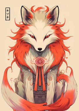 Vintage Japanese Fox Art