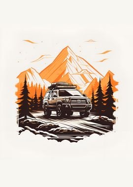 a suv in mountain vector