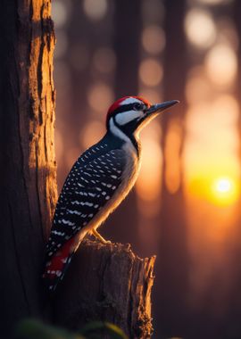 Woodpecker sunrise atmosph