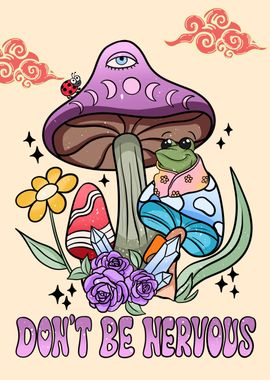 Retro frog with mushroom