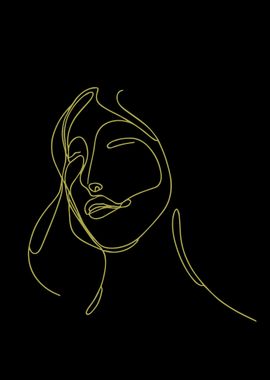 Golden Line Art Woman Face