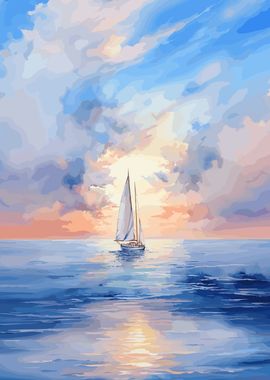 Sailboat Sunset Painting