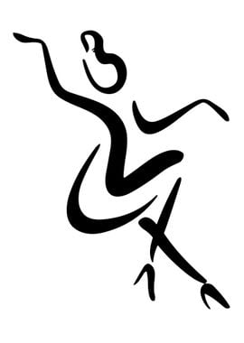 One Line Art Woman Dancing