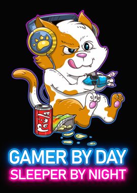 Cat Gaming Neon Game