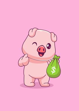 pig money cute animal