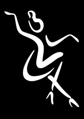 One Line Art Woman Dancing