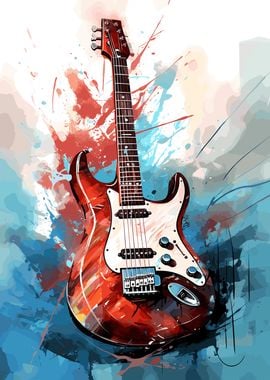 Electric Guitar Watercolor