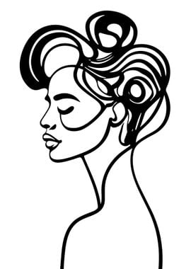 One Line Art Woman 