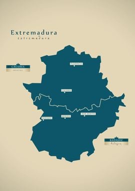 Extremadura region map