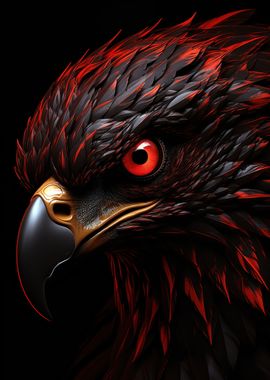 Eagle Red And Black Animal