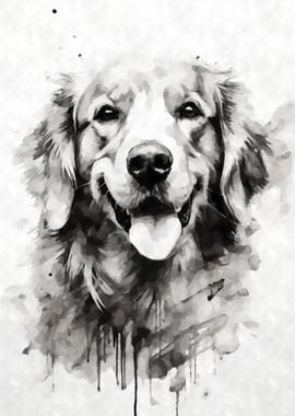 Golden Retriever Black Ink