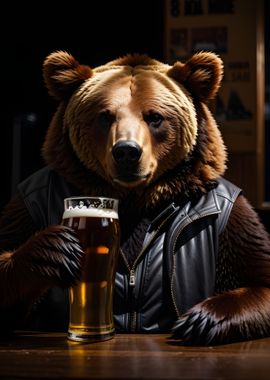 Funny drinking bear