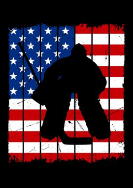 Ice Hockey Goalie USA Flag