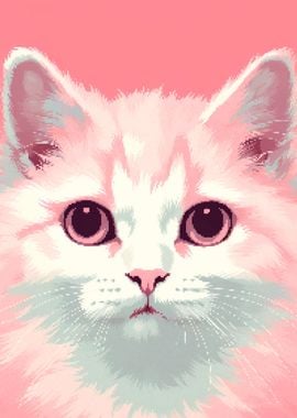 Pink Cat Pixel Art