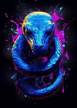 Blue Neon Snake Splash