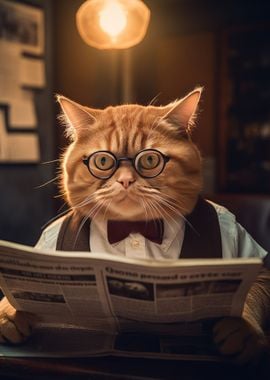 Funny Cat Glasses Reading