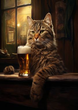 cat in bar beer