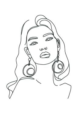 One Line Art Woman Face