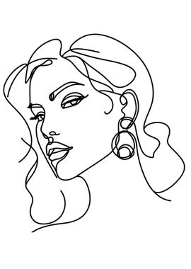 One Line Art Woman Face