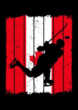 Hockey Player Canada Flag