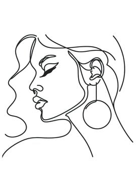 One Line Art Woman Face