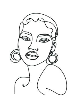 One Line Art Woman Face