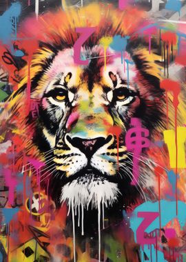 Lion Graffiti Wall Artwork