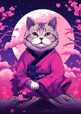 Zen Cat Kimono Pixel Art