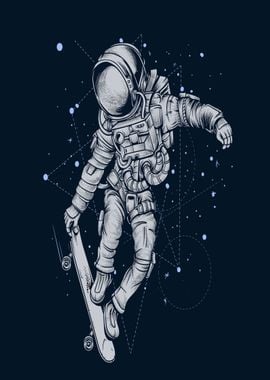 Astronaut Skateboarding