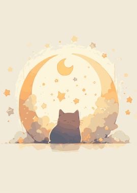 Moonlit Cute Cat