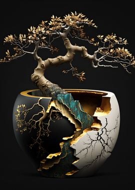 Gold Abstract Bonsai 