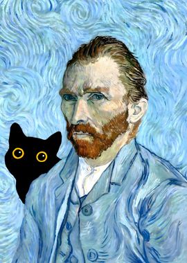 Cute Cat with Van Gogh