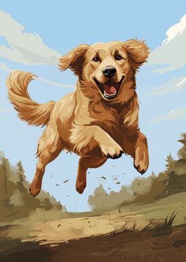 Golden Retriever Jumping