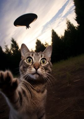 funny cat and ufo