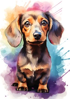 Cute Watercolor Dachshund