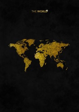 SCRIBBLES GOLD WORLD MAPS