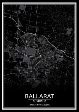 Ballarat AU Black City Map