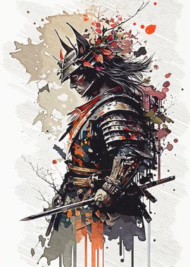 Samurai Warrior Watercolor