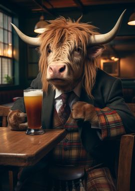 Highland Cow in the Bar