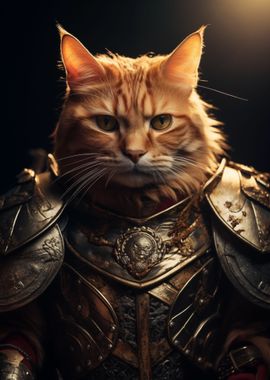 Funny Cat Dressed Warrior