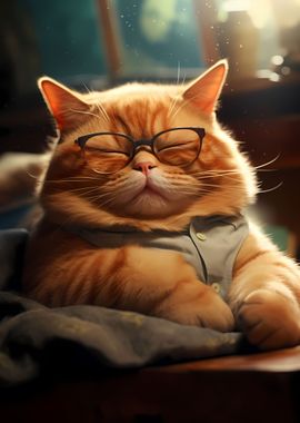 fat sleepy cat glasses