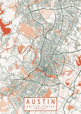 Austin City Map Bohemian