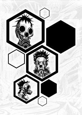 Punk Gasmask Hexagons