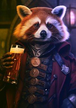 Funny Red Panda Drink beer