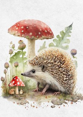 Watercolor Animal Hedgehog